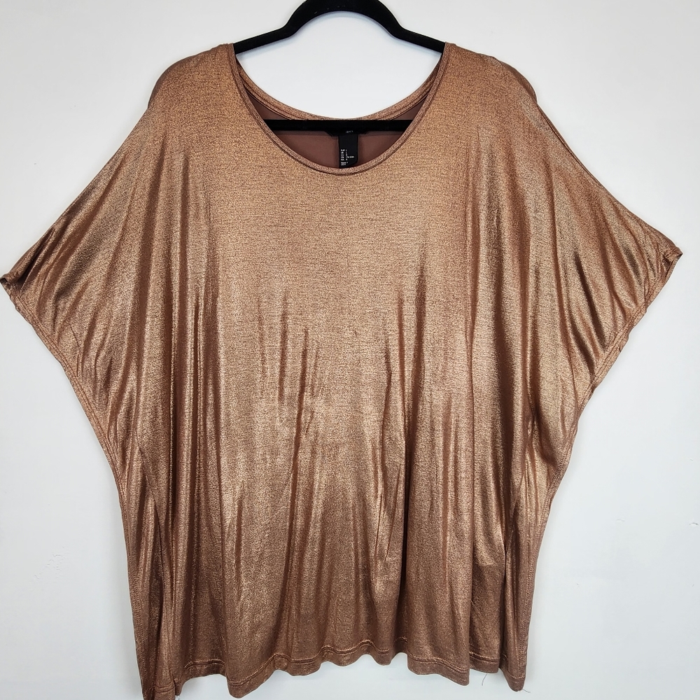 Rose gold metalic tunic bat sleeves dsize large by H&M
